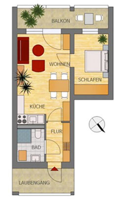 1,5-Raum-Apartment